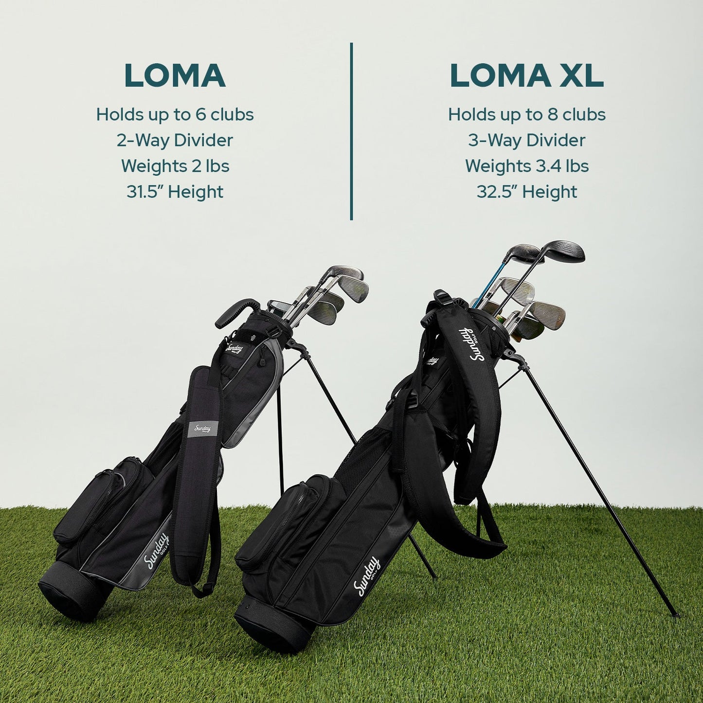 size comparison loma xl and loma golf bag