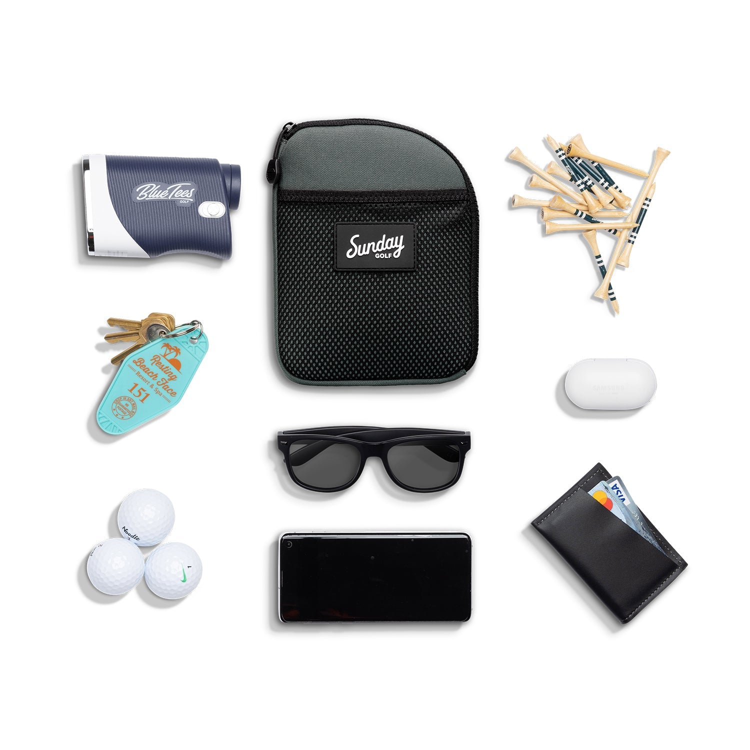 midnight green nickel bag by sunday golf with items it can hold