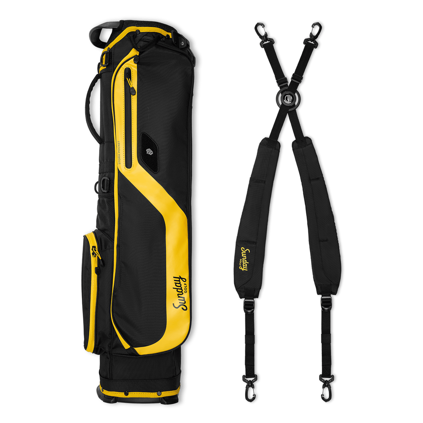 el camino black & yellow layflat shot with double strap