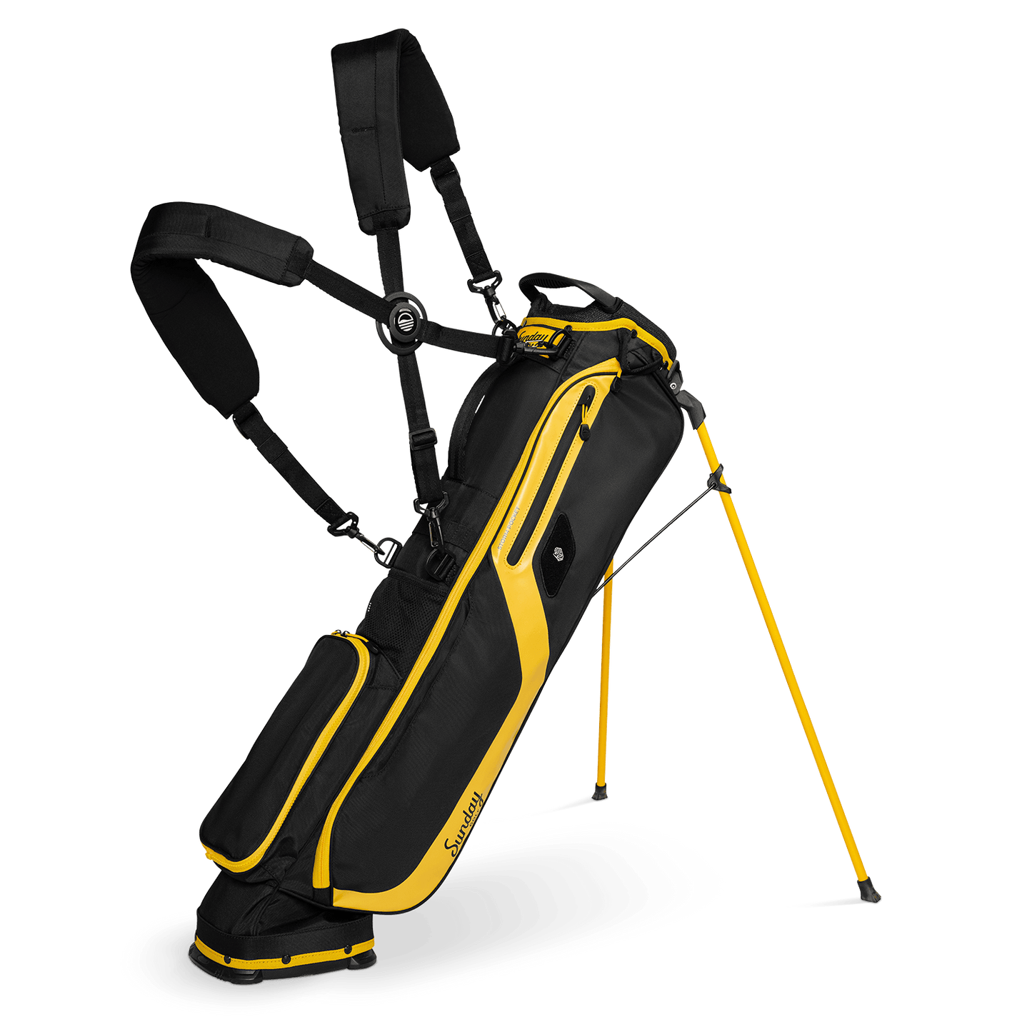 el camino black & yellow front shot with double strap