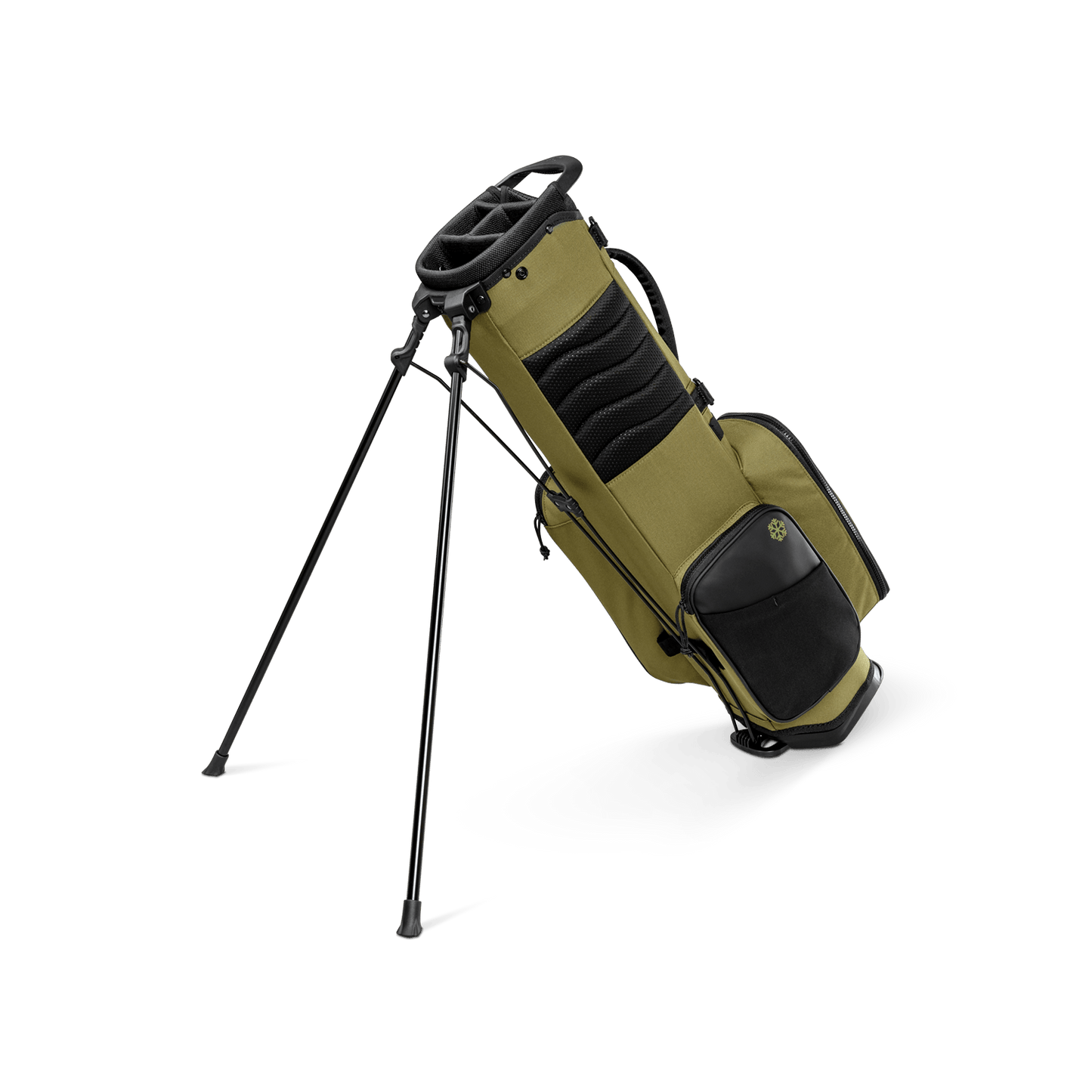 A full shot of a Patton Green Recess kids golf bag facing backward