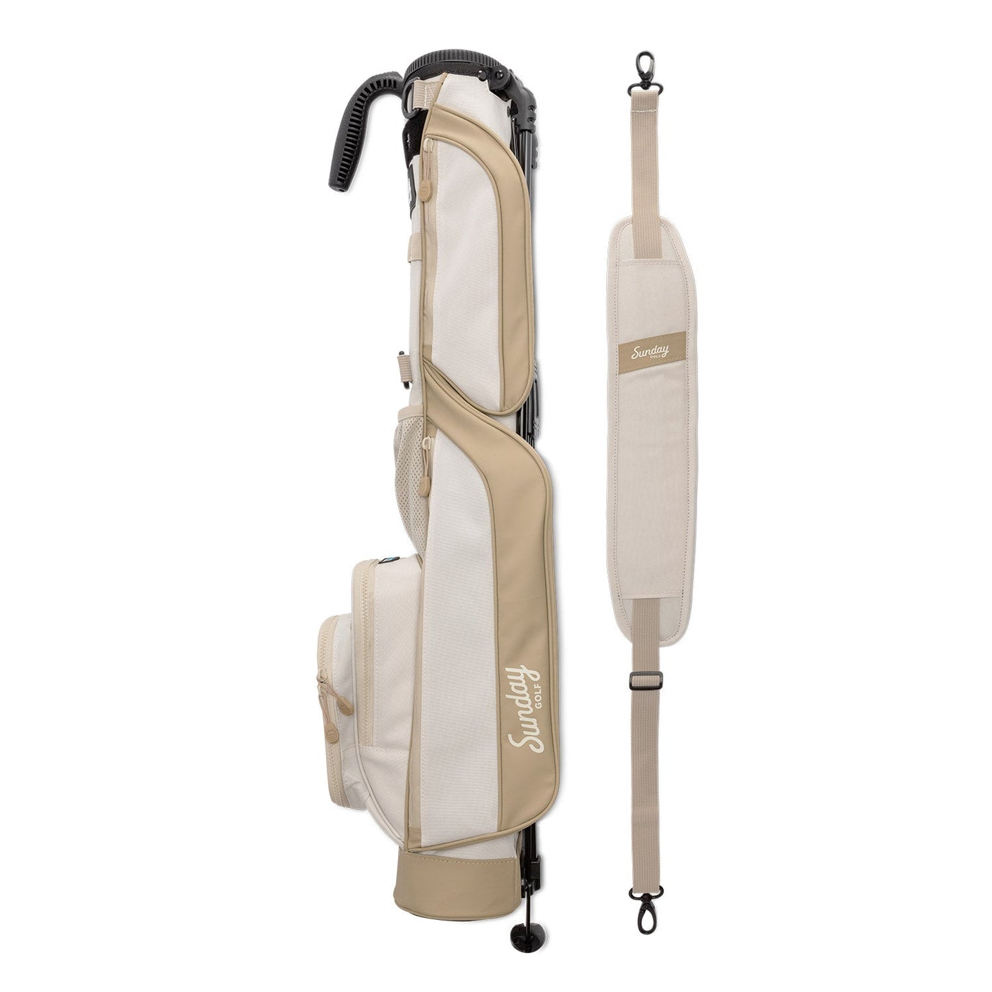 toasted almond loma bag side by side with strap