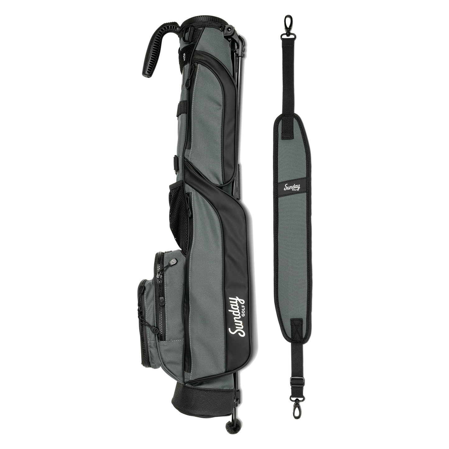 midnight green loma golf bag with shoulder strap side by side