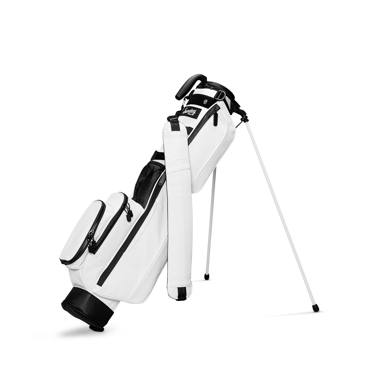 Loma in white vegan leather front shot white single strap