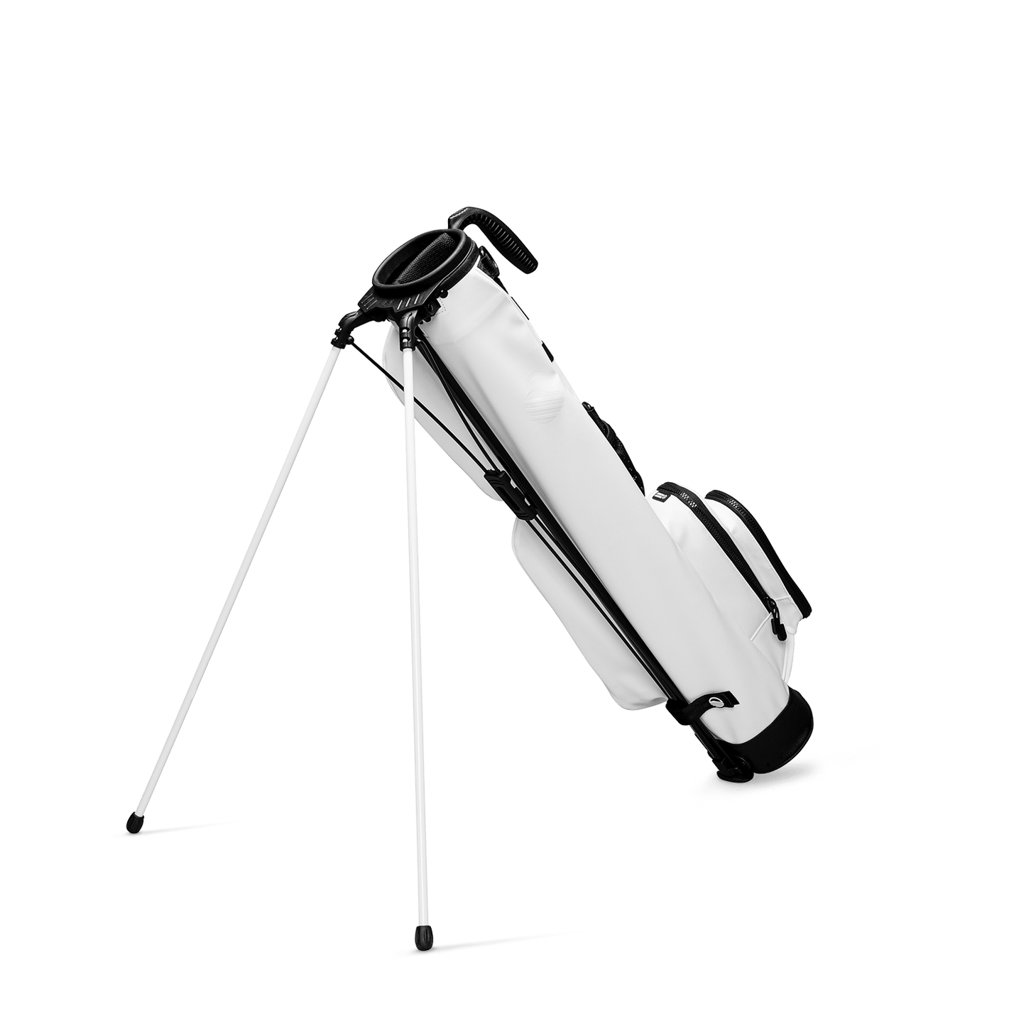 Loma in white vegan leather back shot showing the stand