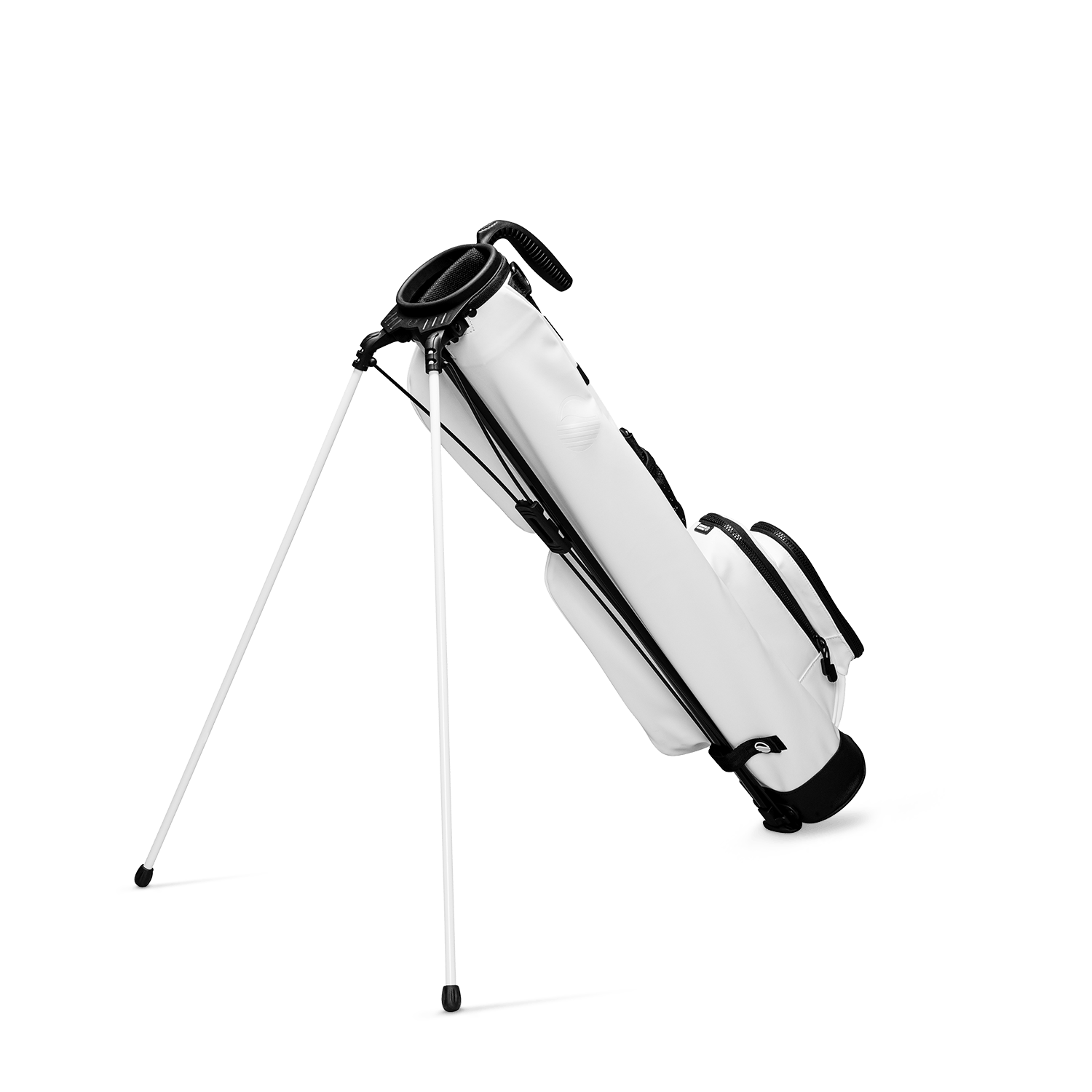 Loma in white vegan leather back shot showing the stand