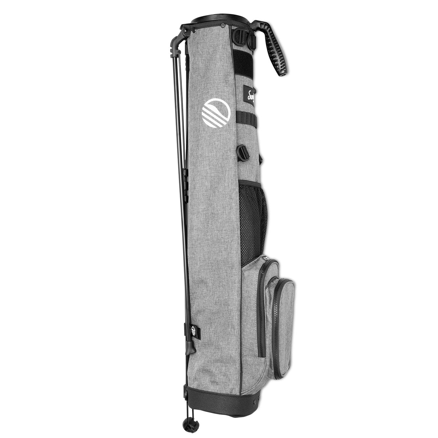 side view of loma xl golf bag in heather gray by sunday golf