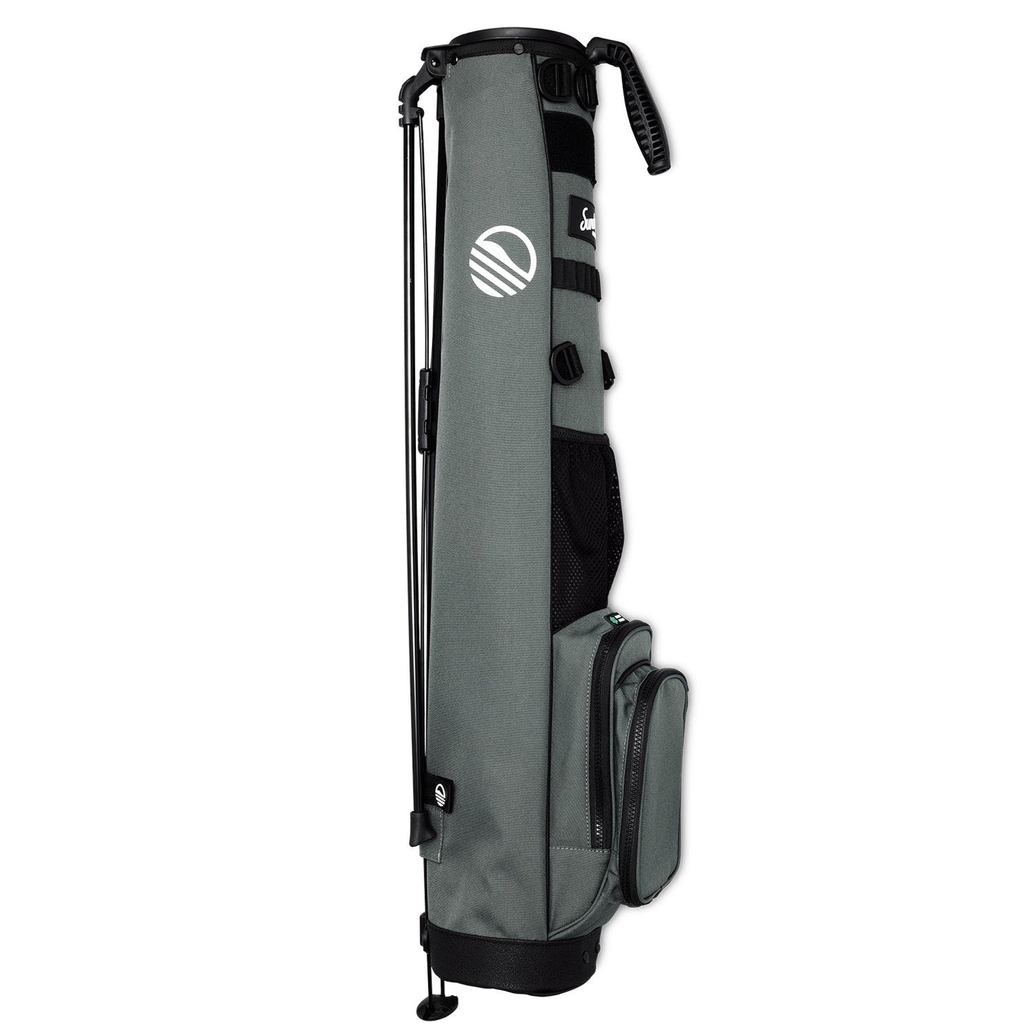 side view of loma xl golf bag in midnight green by sunday golf