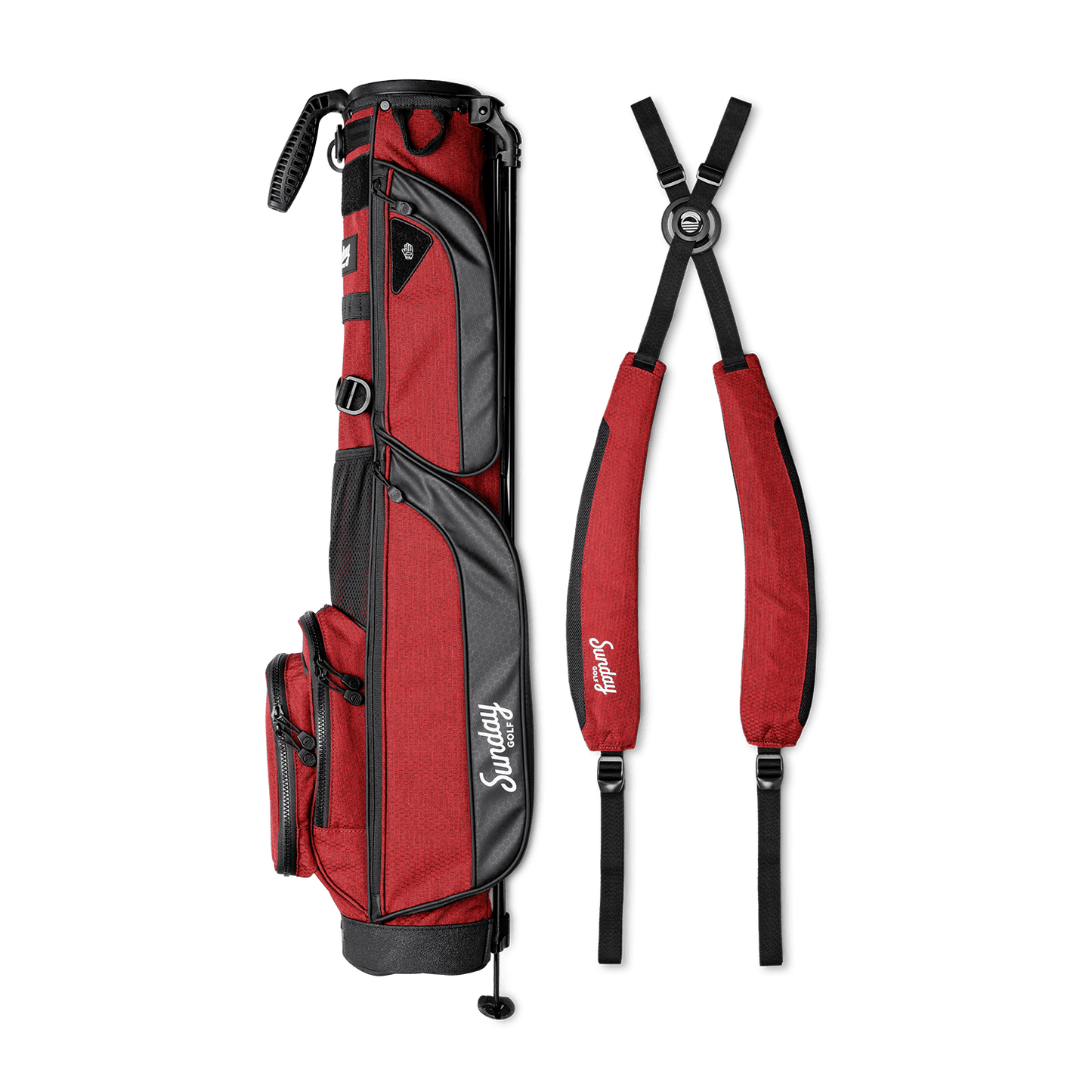deep red burgundy loma xl golf bag by sunday golf with double strap