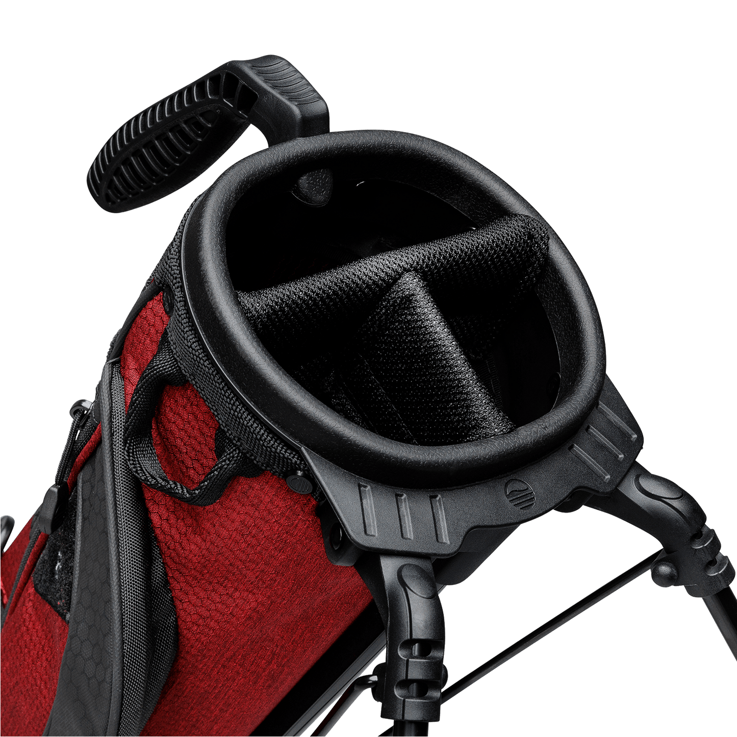 3 way divider on deep red burgundy loma xl golf bag by sunday golf