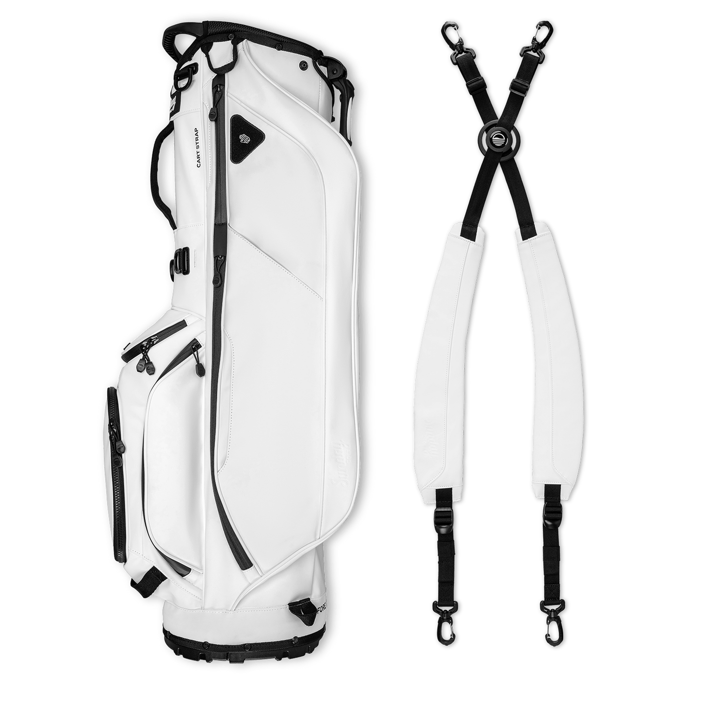 Ryder white vegan leather lay flat with double straps
