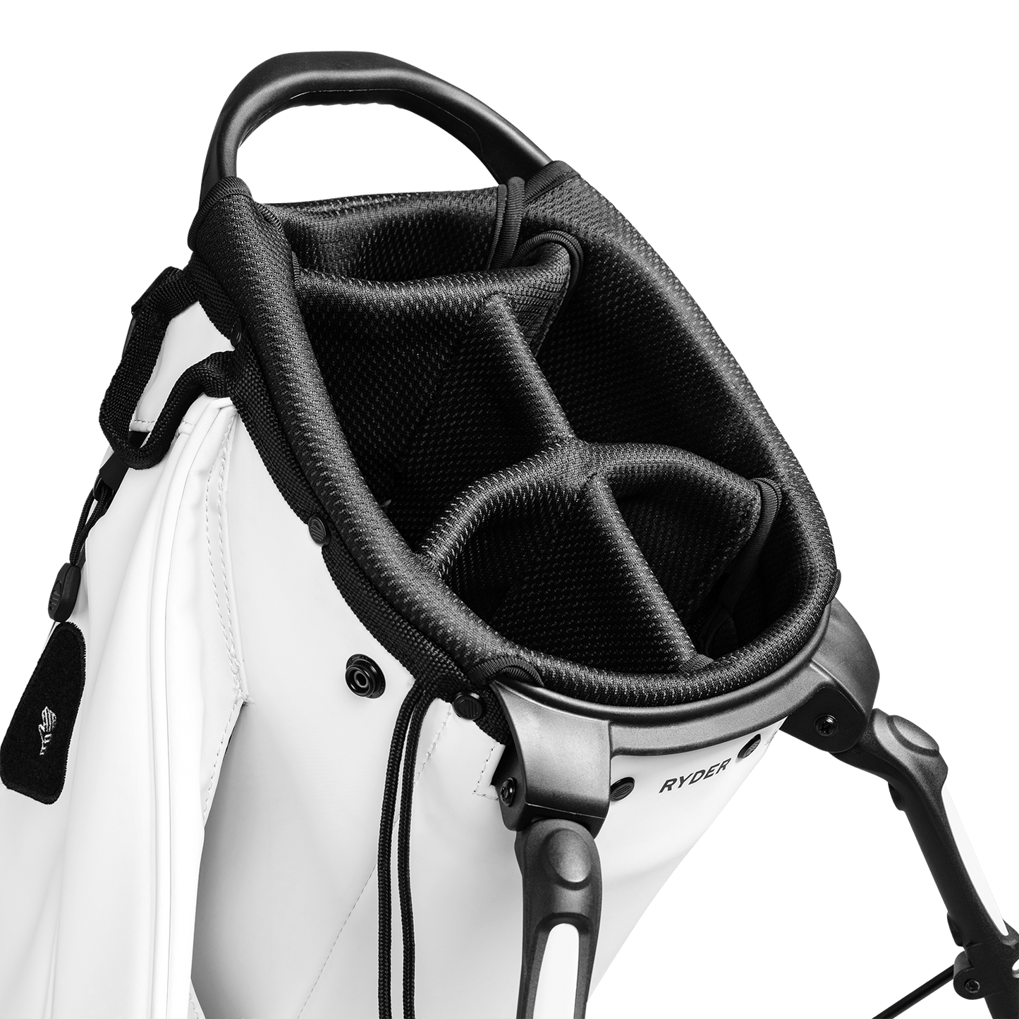 Ryder white vegan leather close up shot of the divider