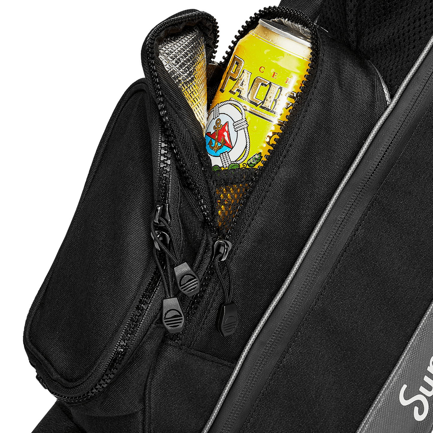insulated beverage pouch on Matte Black Loma Bag