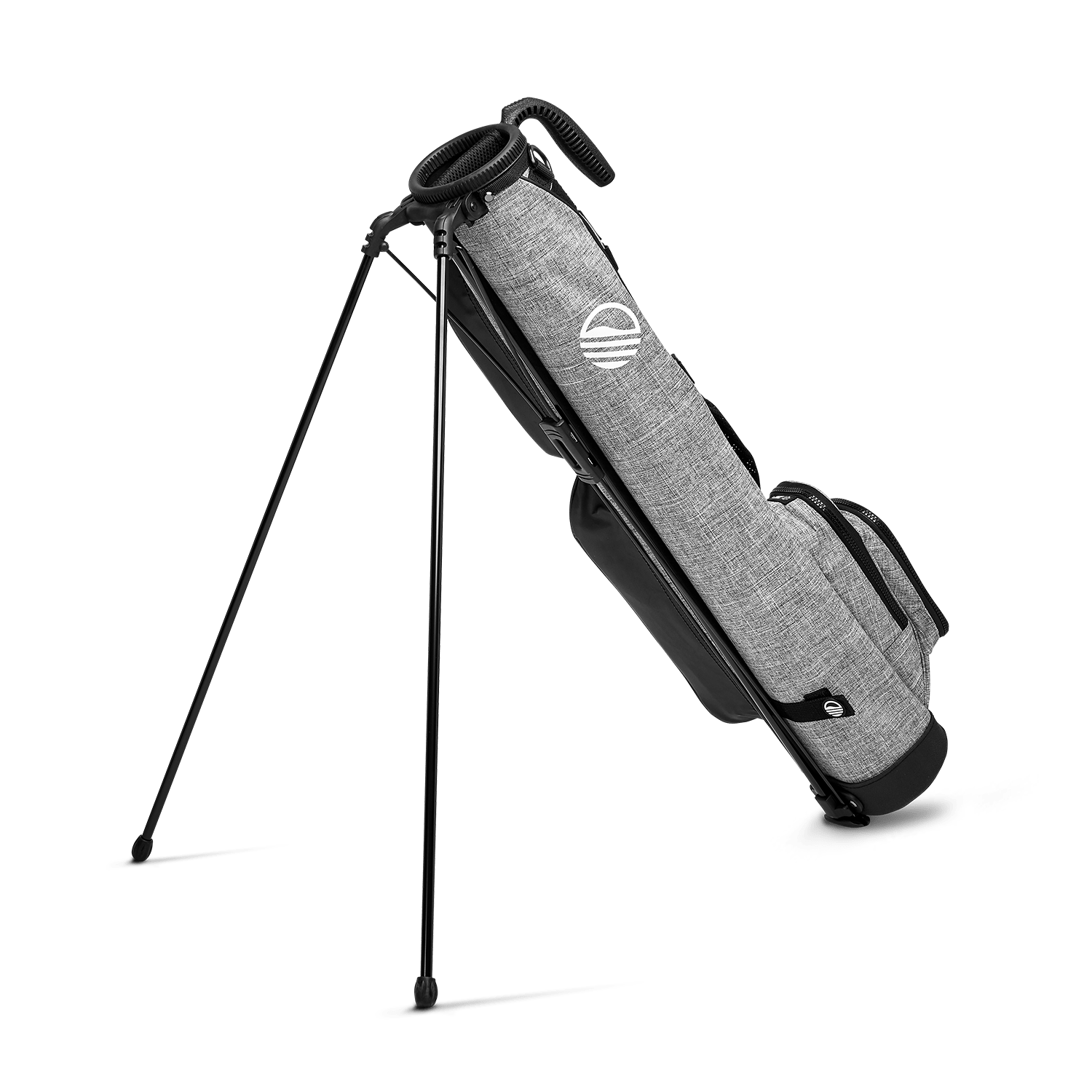stands extended on Heather Gray Loma golf bag by Sunday Golf