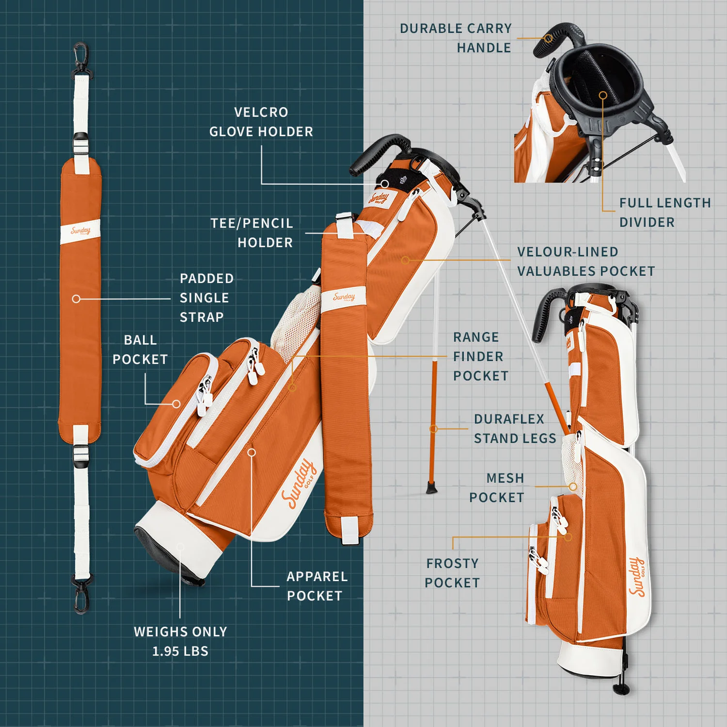 The Loma | Burnt Orange Par 3 Bag