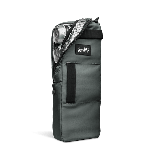 Midnight Green Cooler Bag Front Shot Unzip with Cans
