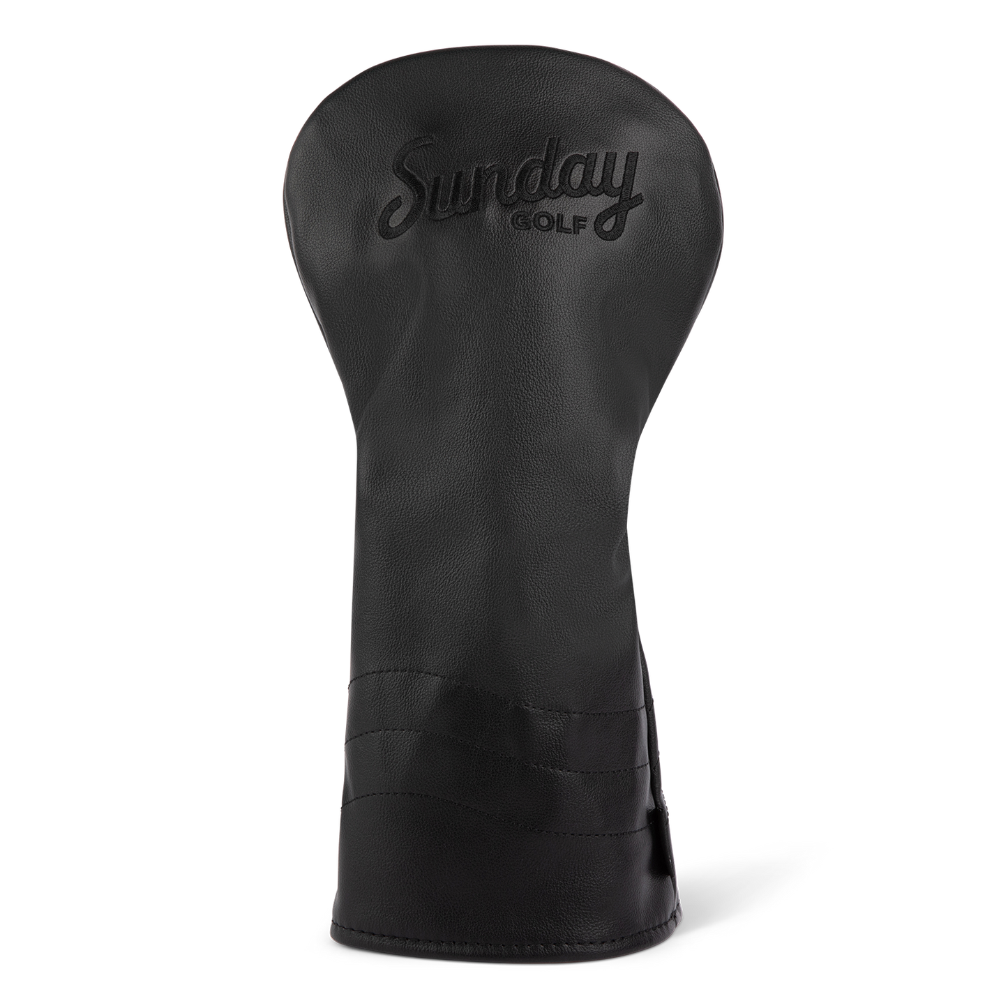 Front shot of driver golf headcover in black vegan leather
