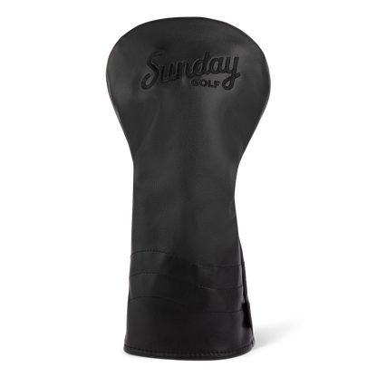 Front shot of driver golf headcover in black vegan leather
