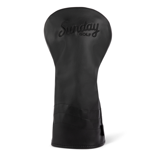 Front shot of driver golf headcover in black vegan leather
