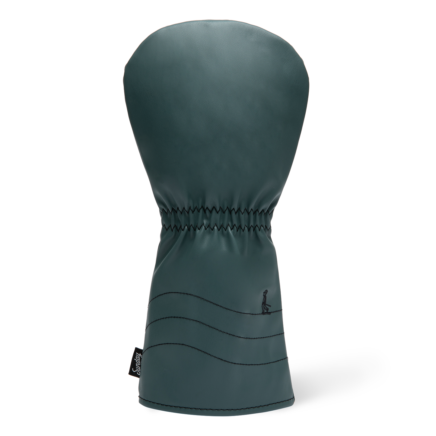 Rear shot of driver golf headcover in midnight green vegan leather
