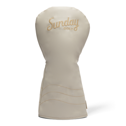 Front shot of driver golf headcover in toasted almond vegan leather
