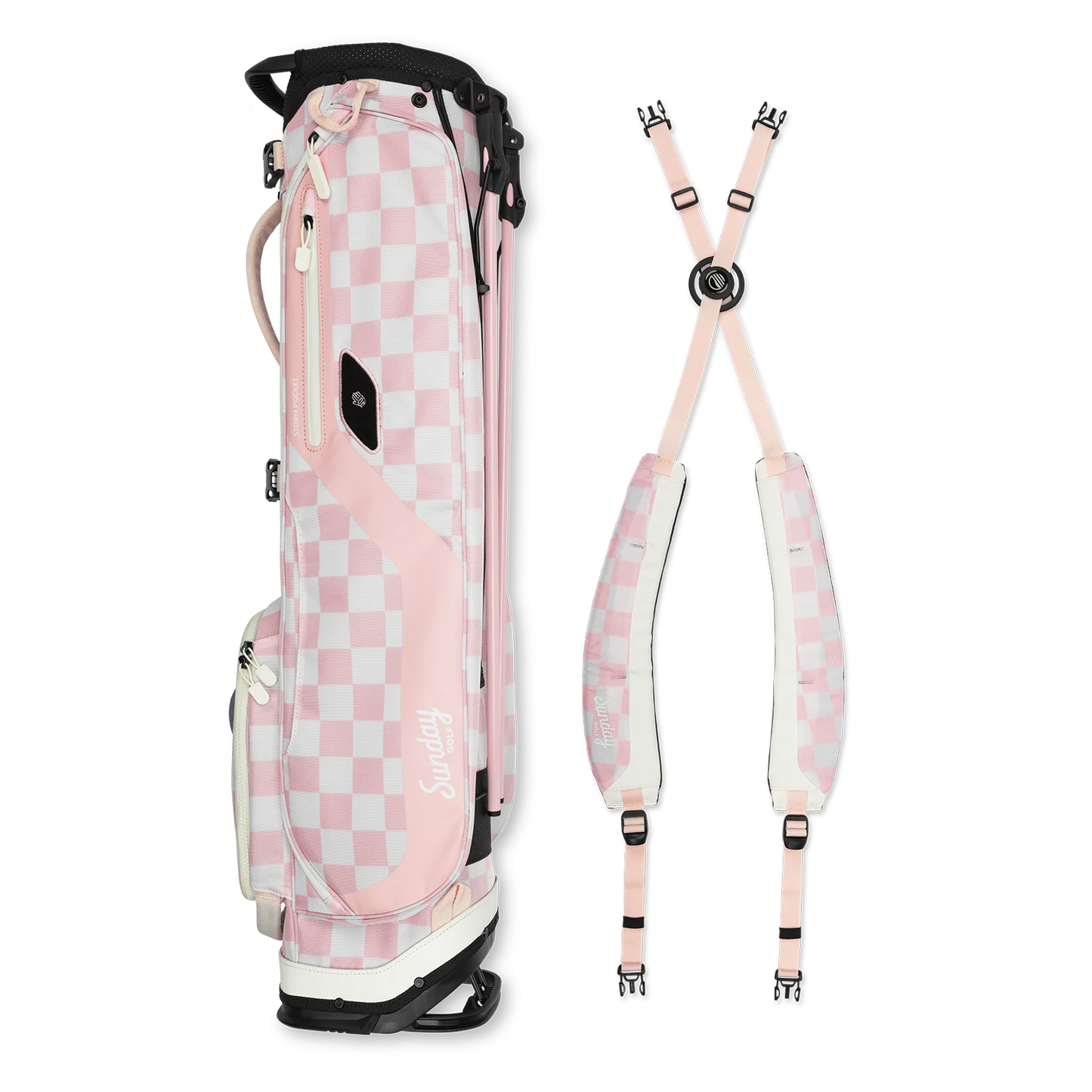 El Camino | Sac trépied mi-taille à carreaux roses et blancs