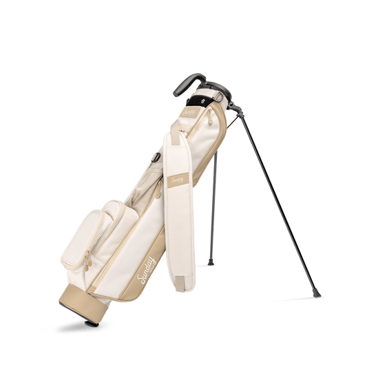 toasted almond white and tan golf bag by Sunday Golf