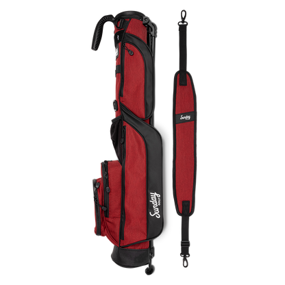 deep red burgundy loma golf bag with carrying strap side by side 