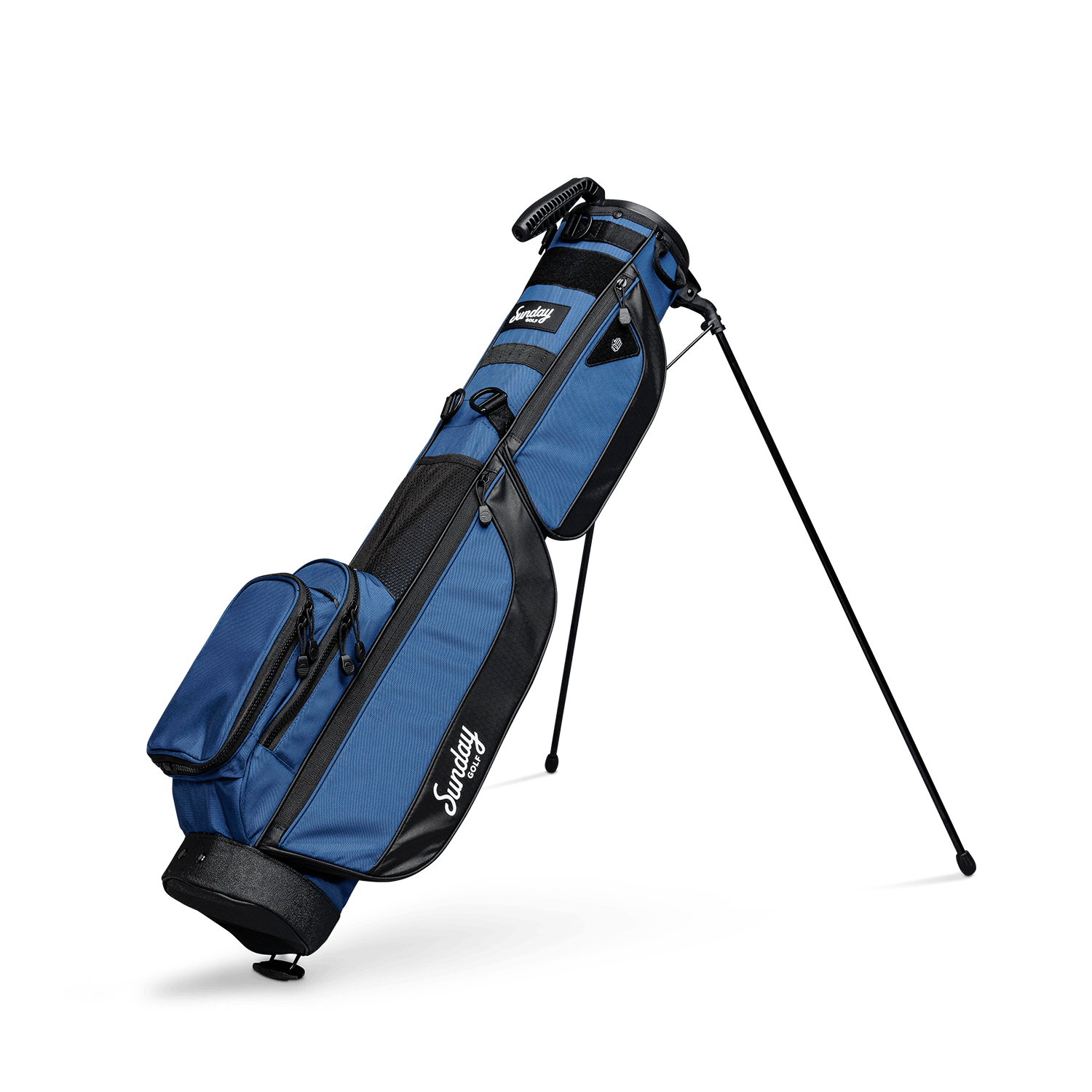 cobalt blue loma xl golf bag by sunday golf side view