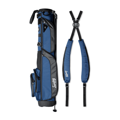 cobalt blue loma xl golf bag by sunday golf with double strap