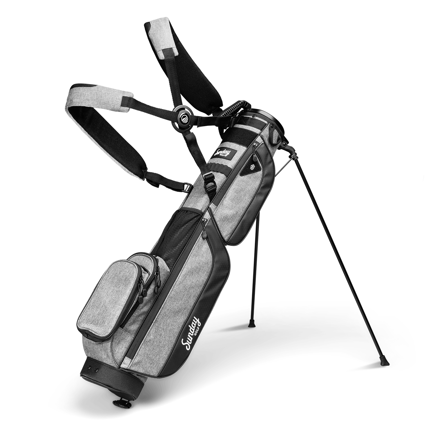 loma xl golf bag in heather gray with double carrying strap 