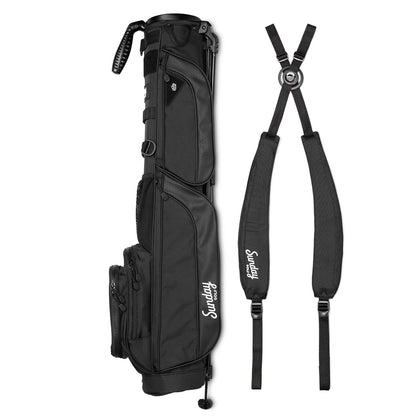 loma xl golf bag in matte black by sunday golf with double carrying straps 