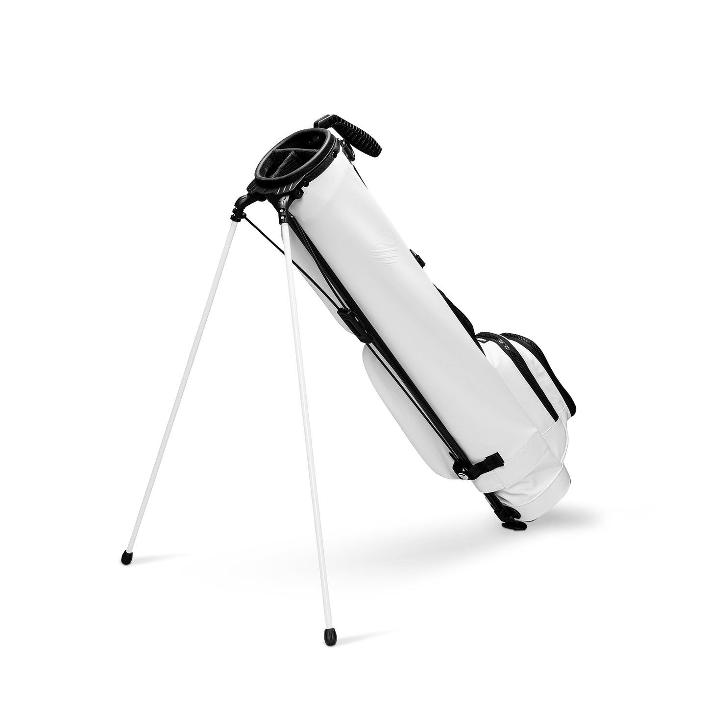 Loma XL in white vegan leather back shot showing the stand