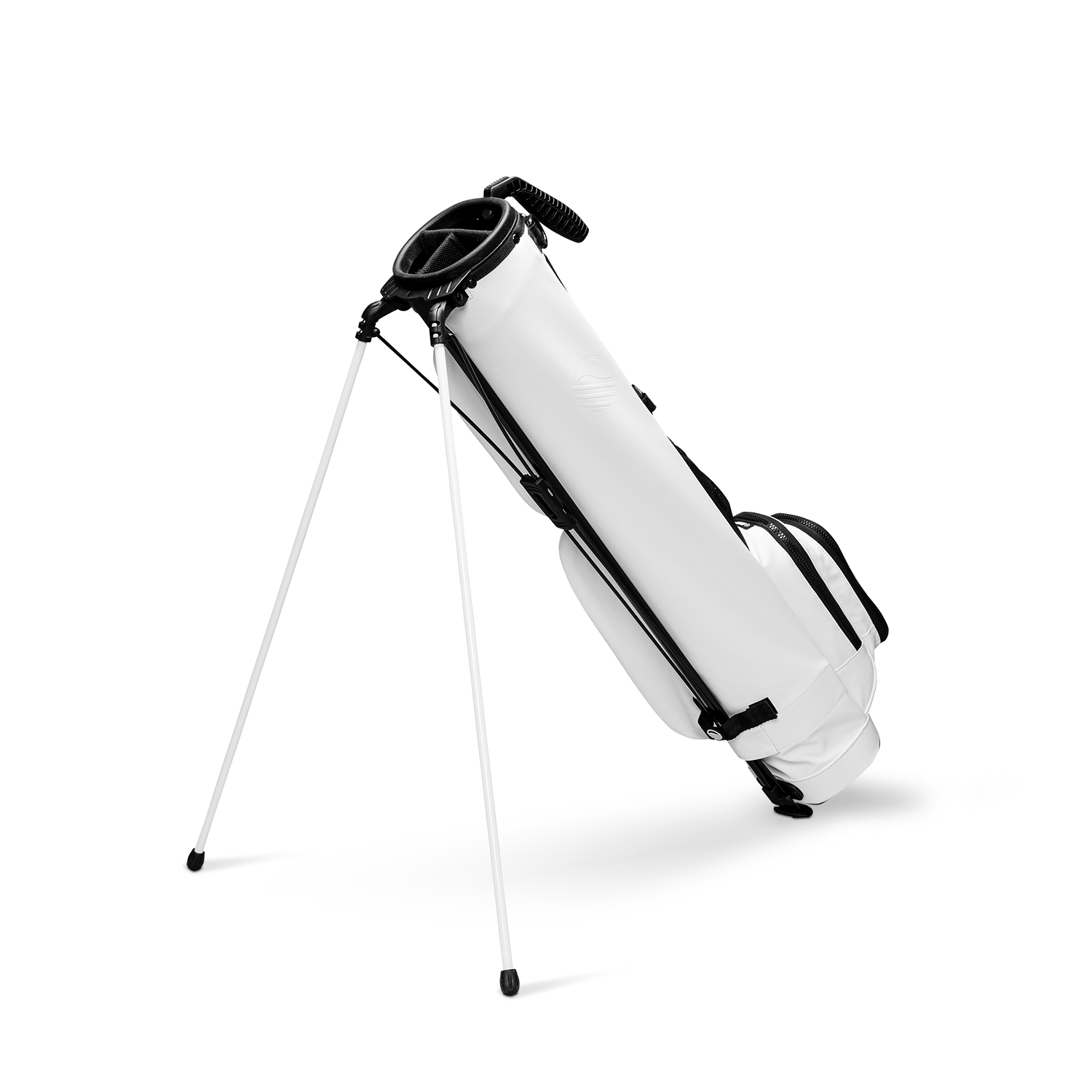 Loma XL in white vegan leather back shot showing the stand