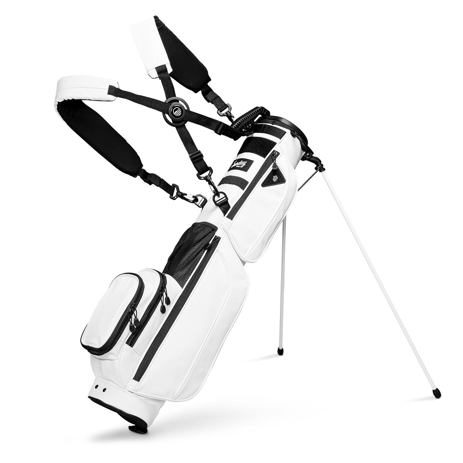Loma XL in white vegan leather white floating straps