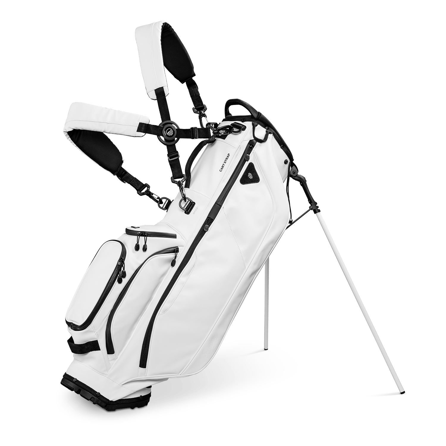 Ryder white vegan leather with floating straps