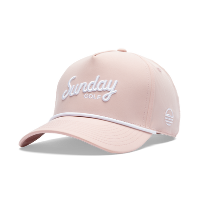 Front shot of pink rope golf hat