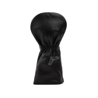 Rear shot of driver golf headcover in black vegan leather